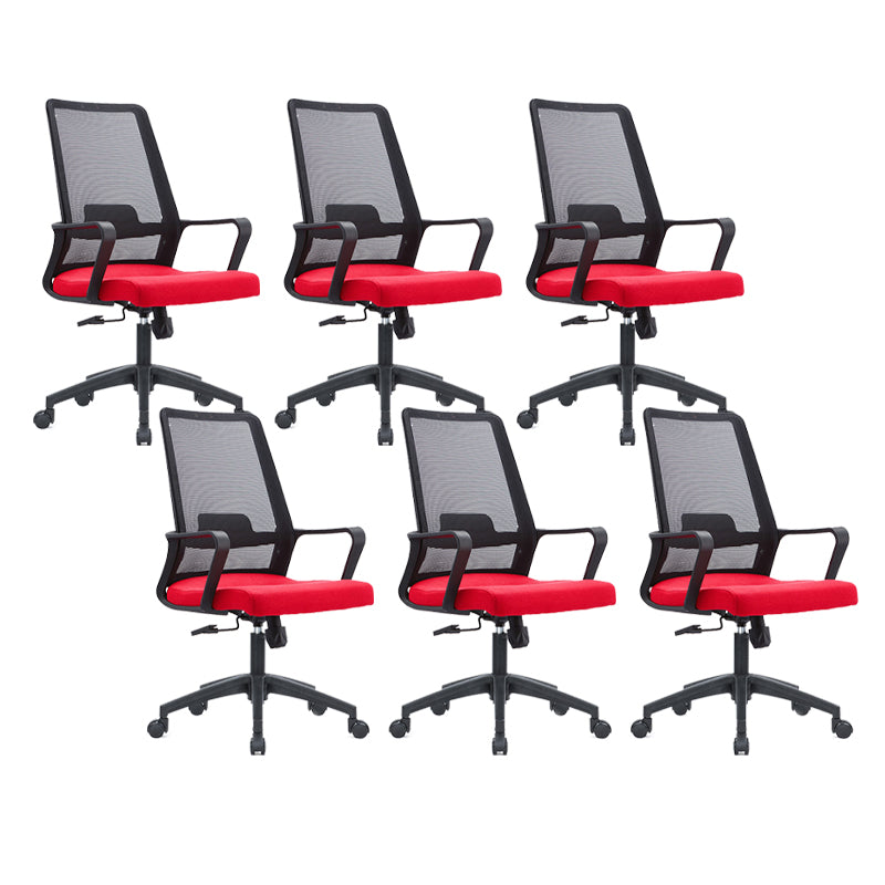 Contemporary Breathable Air Grid Office Chair Microfiber Task High Back Chair Red 6 Piece Set Clearhalo 'furn' 'furn_office_chair' 'Furniture' 'Office Chairs' 'Office Furniture' 'office_chair' 6214929