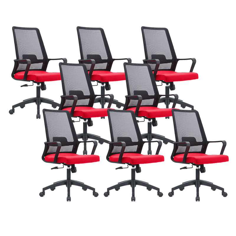 Contemporary Breathable Air Grid Office Chair Microfiber Task High Back Chair Red 8 Piece Set Clearhalo 'furn' 'furn_office_chair' 'Furniture' 'Office Chairs' 'Office Furniture' 'office_chair' 6214931