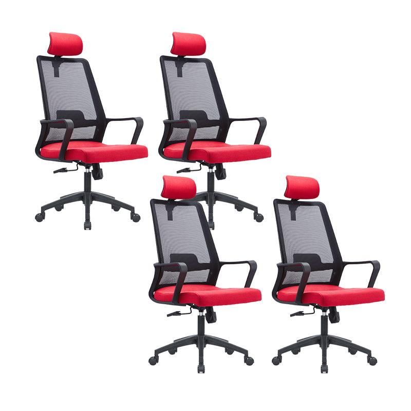 Contemporary Breathable Air Grid Office Chair Microfiber Task High Back Chair Rose Red 4 Piece Set Clearhalo 'furn' 'furn_office_chair' 'Furniture' 'Office Chairs' 'Office Furniture' 'office_chair' 6214940