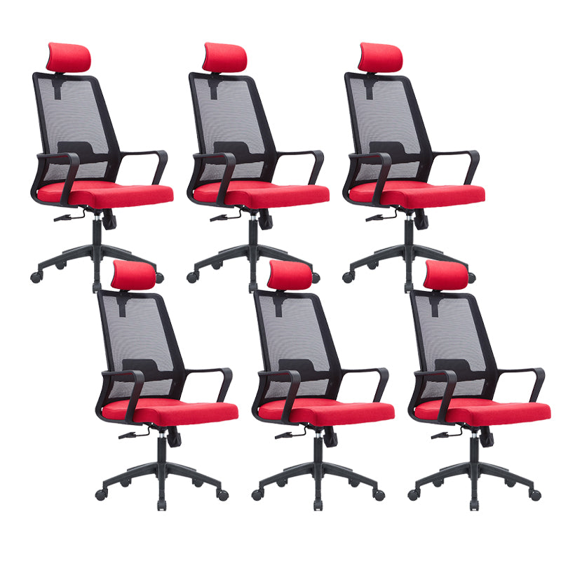 Contemporary Breathable Air Grid Office Chair Microfiber Task High Back Chair Rose Red 6 Piece Set Clearhalo 'furn' 'furn_office_chair' 'Furniture' 'Office Chairs' 'Office Furniture' 'office_chair' 6214941