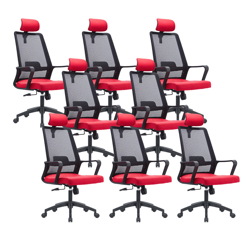 Contemporary Breathable Air Grid Office Chair Microfiber Task High Back Chair Rose Red 8 Piece Set Clearhalo 'furn' 'furn_office_chair' 'Furniture' 'Office Chairs' 'Office Furniture' 'office_chair' 6214942