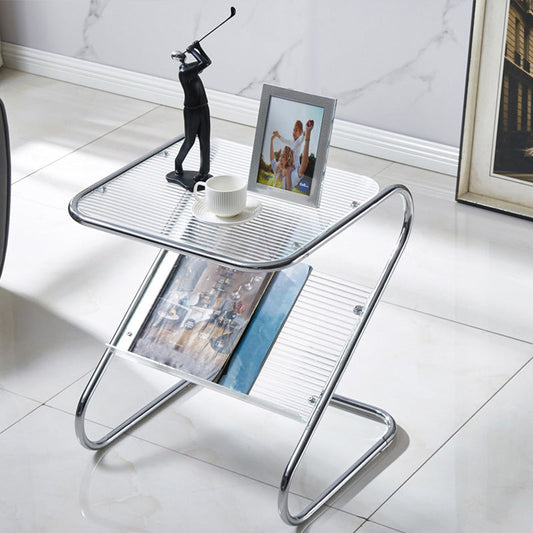 Mesa auxiliar con mesa rectangular de vidrio de almacenamiento rectangular modernista