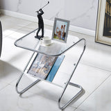 Mesa auxiliar con mesa rectangular de vidrio de almacenamiento rectangular modernista