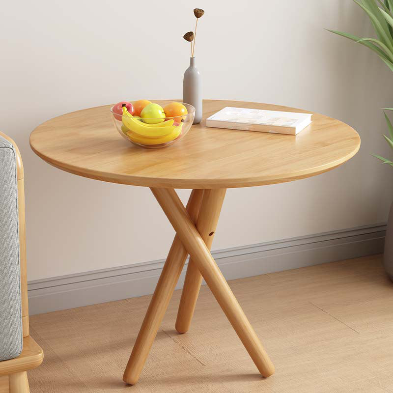 Mesa auxiliar de madera sólida 3 patas redonda de la sala de estar nórdica