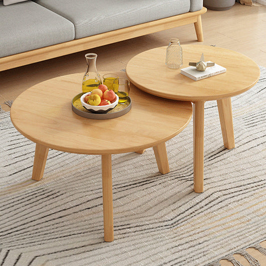 Mesa auxiliar de madera sólida 3 patas redonda de la sala de estar nórdica