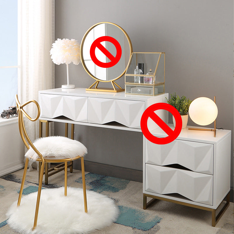 引き出し付きの現代の白い化粧ドレッシングテーブルスツールセット