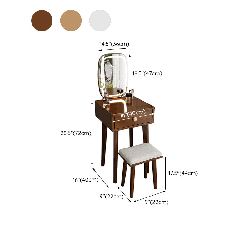 Tavolo da toeletta in legno massiccio contemporaneo set di sgabelli 1 vanità per trucco del cassetto