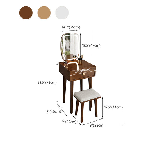 Tavolo da toeletta in legno massiccio contemporaneo set di sgabelli 1 vanità per trucco del cassetto