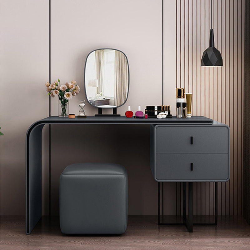 Specchio camera da letto glam doppi cassetti in pelle finta vanità per trucco in piedi