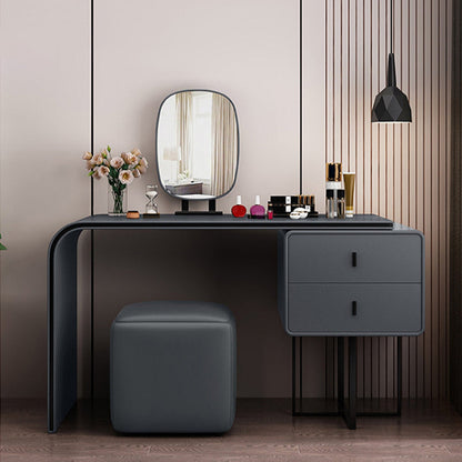 Specchio camera da letto glam doppi cassetti in pelle finta vanità per trucco in piedi