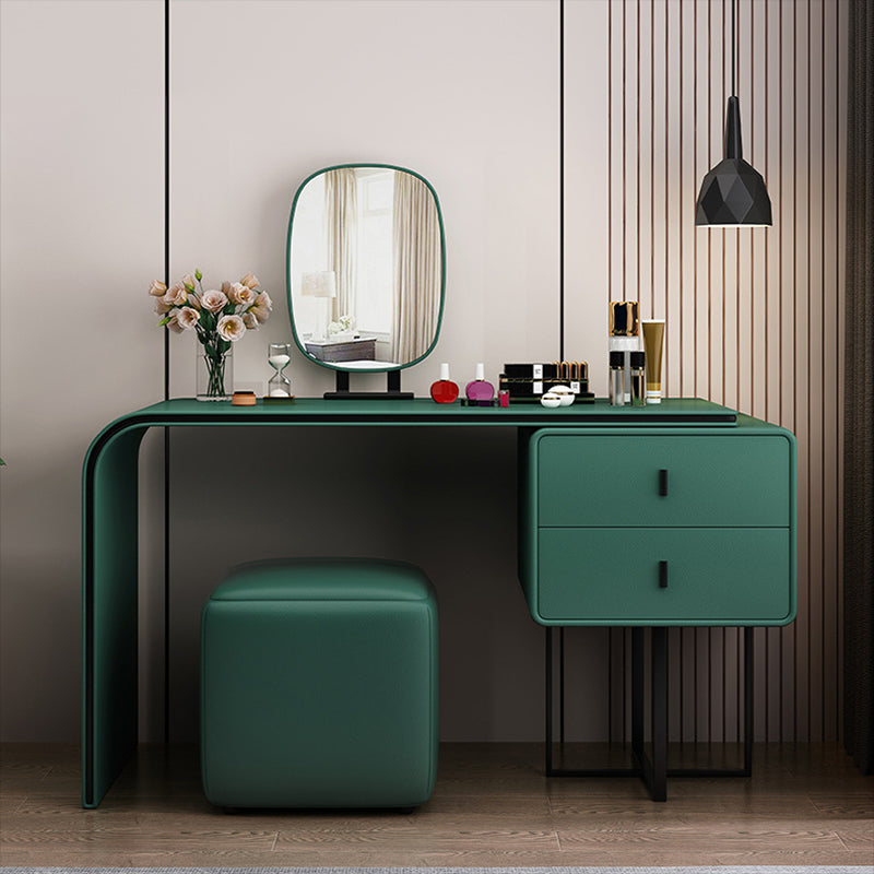 Specchio camera da letto glam doppi cassetti in pelle finta vanità per trucco in piedi