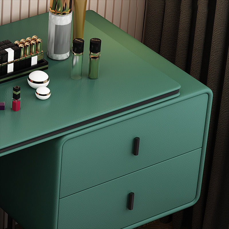 Specchio camera da letto glam doppi cassetti in pelle finta vanità per trucco in piedi