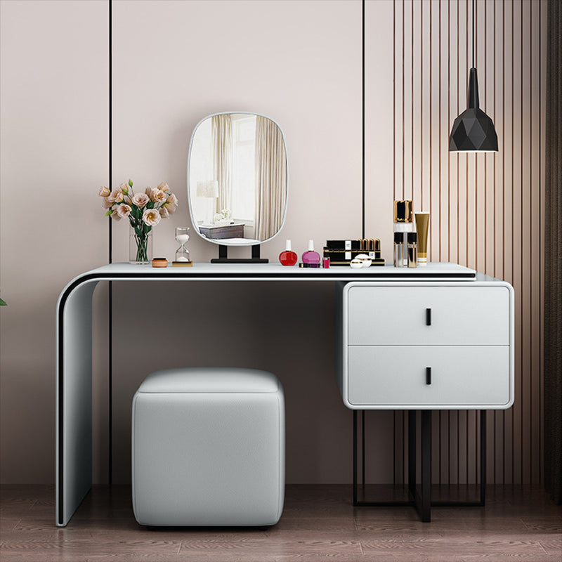 Specchio camera da letto glam doppi cassetti in pelle finta vanità per trucco in piedi