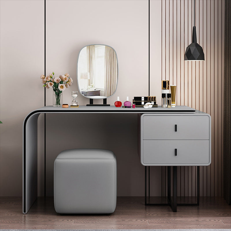 Specchio camera da letto glam doppi cassetti in pelle finta vanità per trucco in piedi