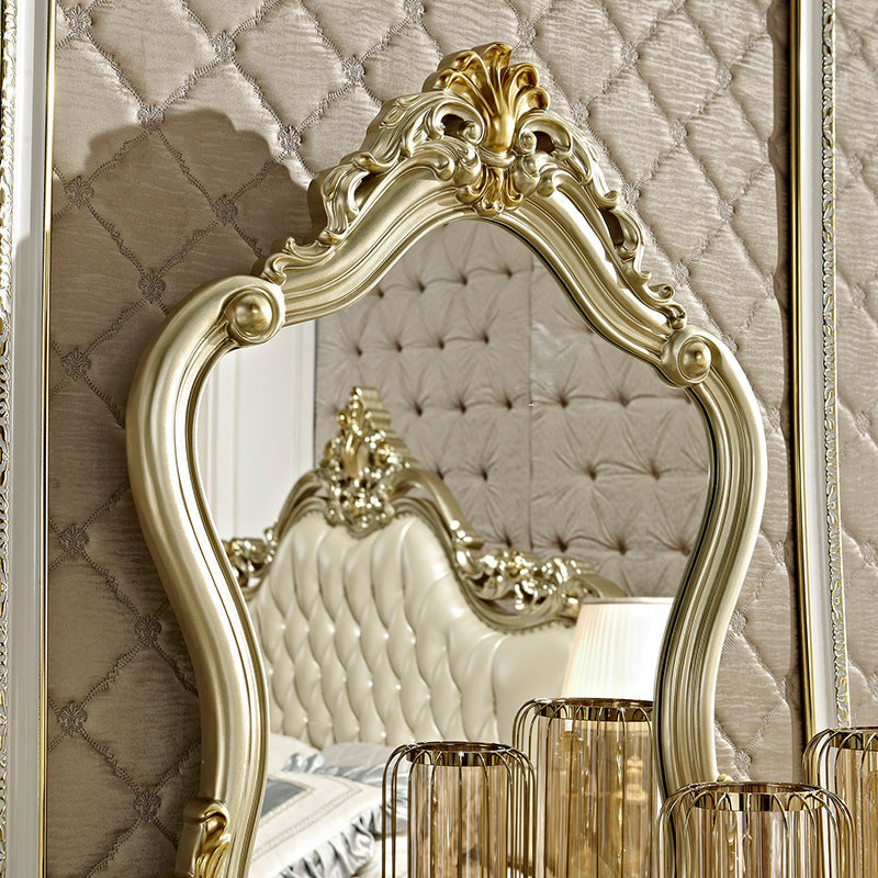 Victorian 2-Drawer Dressing Table Stool Set Solid Wood Vanity Desk Clearhalo 'Bedroom Furniture' 'furn' 'furn_makeup_vanities' 'Furniture' 'Makeup Vanities' 'makeup_vanities' 6215793