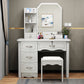 Make-up Vanity Standing Wooden 5-Drawers Mirror Contemporary