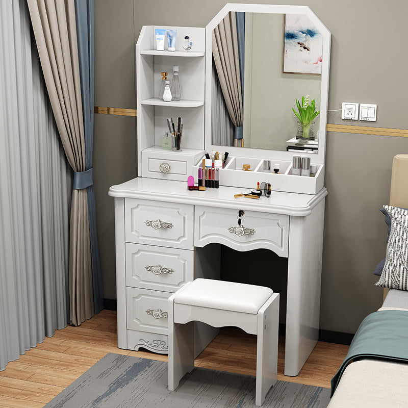 Make-up Vanity Standing Wooden 5-Drawers Mirror Contemporary