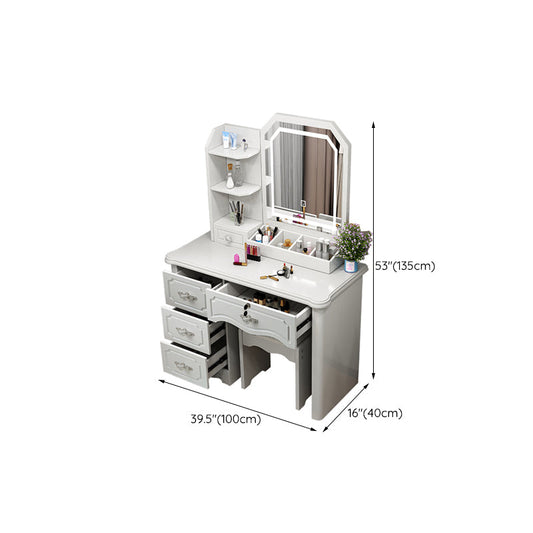 Vanity di trucco in piedi in legno 5-cassetto specchio contemporaneo