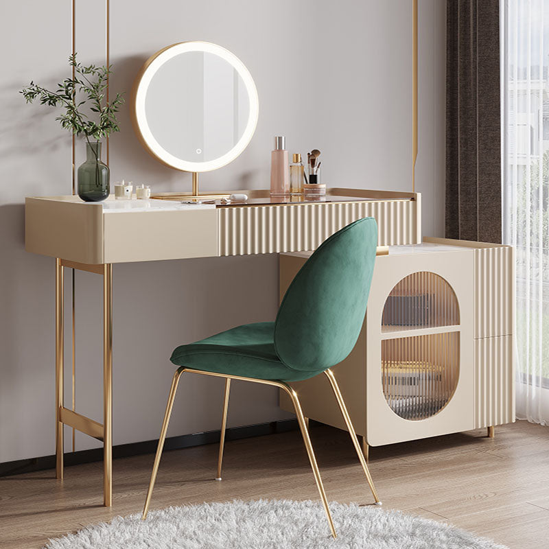 Glam White Make-up Vanity con 3 cassetti di stoccaggio da 16,53 "Wide Glass Cassess