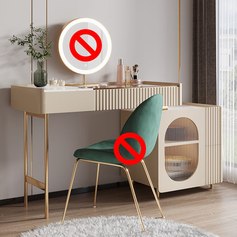 Glam White Make-up Vanity con 3 cassetti di stoccaggio da 16,53 "Wide Glass Cassess