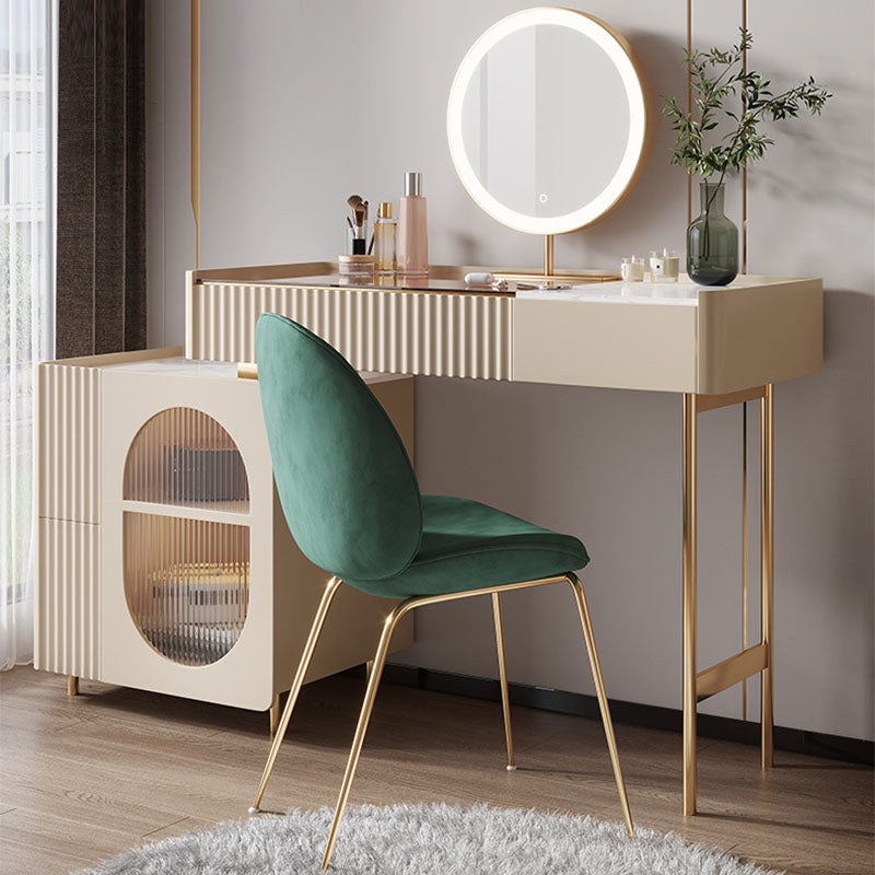 Glam White Make-up Vanity con 3 cassetti di stoccaggio da 16,53 "Wide Glass Cassess