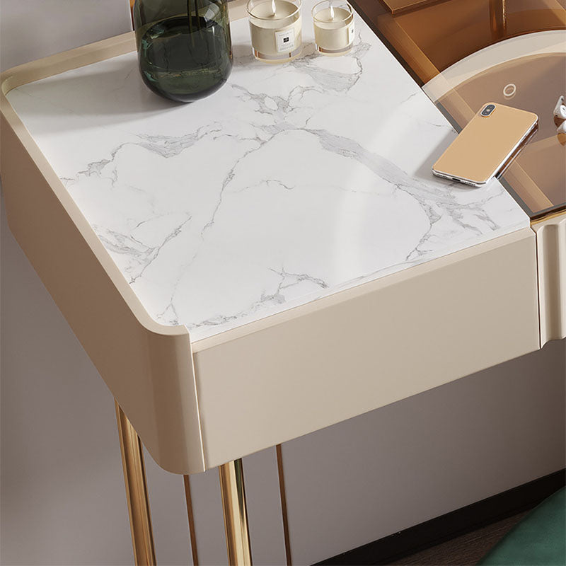 Glam White Make-up Vanity con 3 cassetti di stoccaggio da 16,53 "Wide Glass Cassess