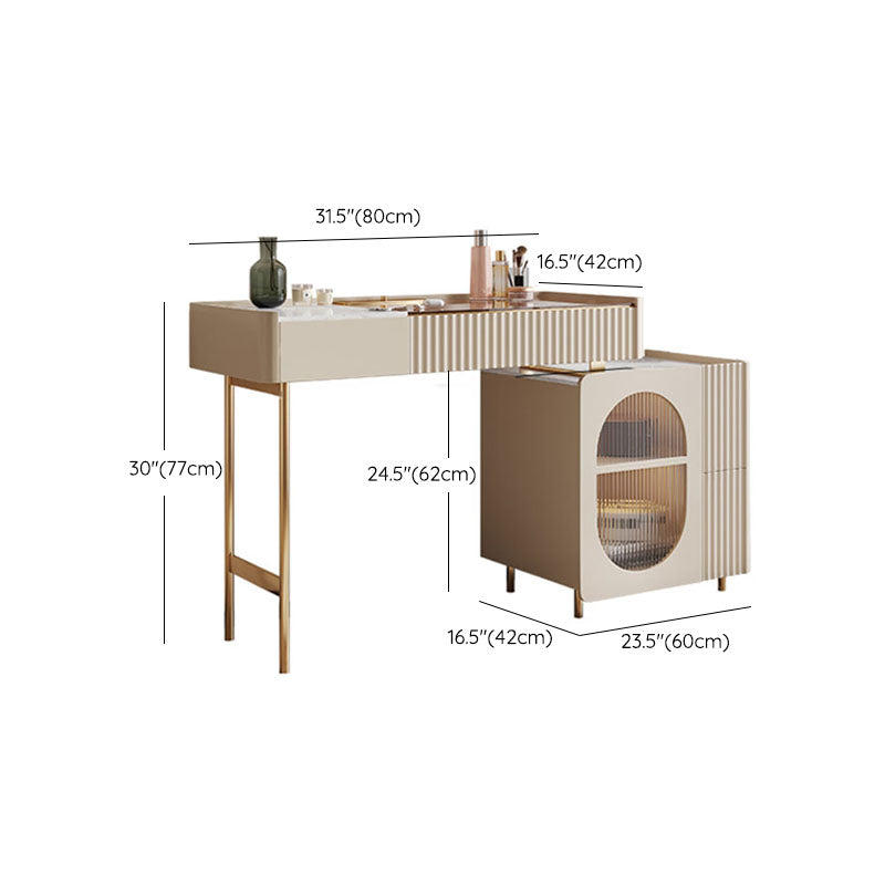 Glam White Make-up Vanity con 3 cassetti di stoccaggio da 16,53 "Wide Glass Cassess