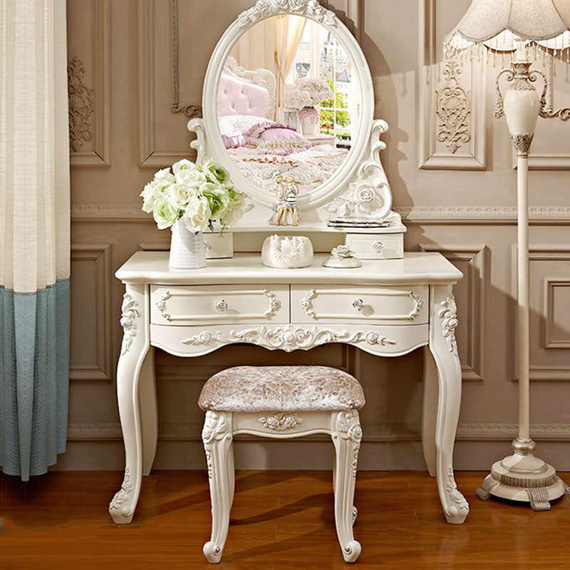 Victorian Solid Artificial Wood Vanity Dressing Table 4 Drawer Makeup Vanity Desk Clearhalo 'Bedroom Furniture' 'furn' 'furn_makeup_vanities' 'Furniture' 'Makeup Vanities' 'makeup_vanities' 6215863