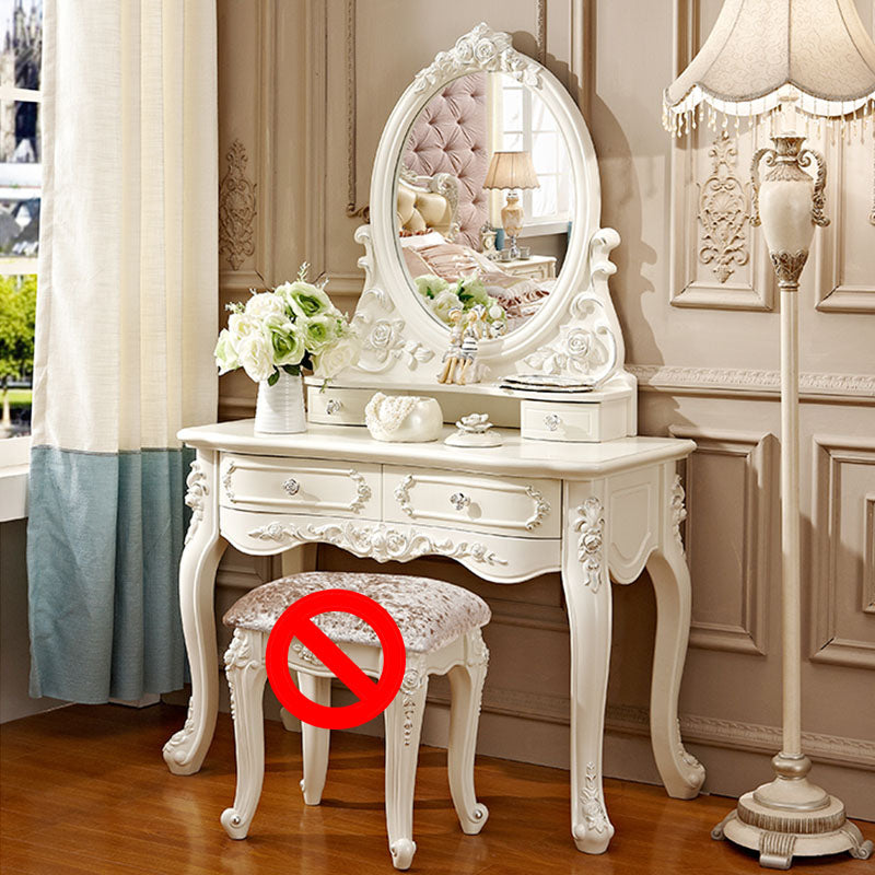 Victorian Solid Artificial Wood Vanity Dressing Table 4 Drawer Makeup Vanity Desk Makeup Vanity Clearhalo 'Bedroom Furniture' 'furn' 'furn_makeup_vanities' 'Furniture' 'Makeup Vanities' 'makeup_vanities' 6215864