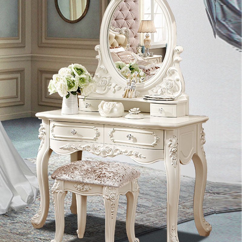 Victorian Solid Artificial Wood Vanity Dressing Table 4 Drawer Makeup Vanity Desk Clearhalo 'Bedroom Furniture' 'furn' 'furn_makeup_vanities' 'Furniture' 'Makeup Vanities' 'makeup_vanities' 6215866