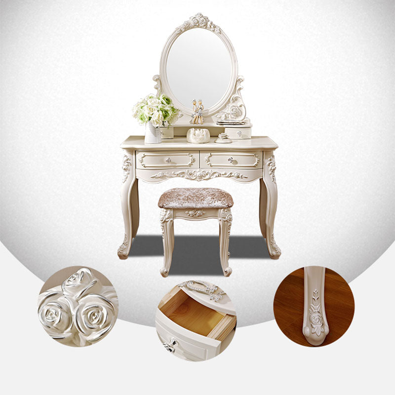 Victorian Solid Artificial Wood Vanity Dressing Table 4 Drawer Makeup Vanity Desk Clearhalo 'Bedroom Furniture' 'furn' 'furn_makeup_vanities' 'Furniture' 'Makeup Vanities' 'makeup_vanities' 6215869