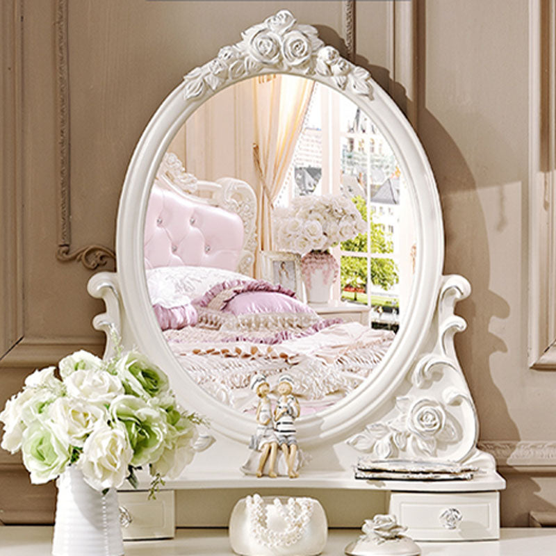 Victorian Solid Artificial Wood Vanity Dressing Table 4 Drawer Makeup Vanity Desk Clearhalo 'Bedroom Furniture' 'furn' 'furn_makeup_vanities' 'Furniture' 'Makeup Vanities' 'makeup_vanities' 6215871