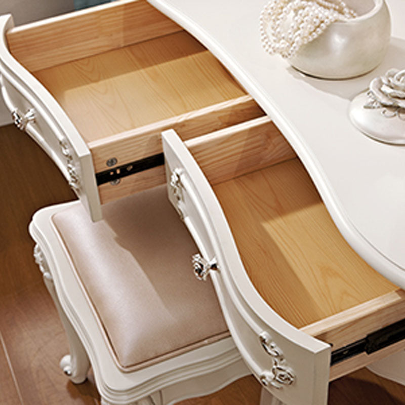 Victorian Solid Artificial Wood Vanity Dressing Table 4 Drawer Makeup Vanity Desk Clearhalo 'Bedroom Furniture' 'furn' 'furn_makeup_vanities' 'Furniture' 'Makeup Vanities' 'makeup_vanities' 6215875