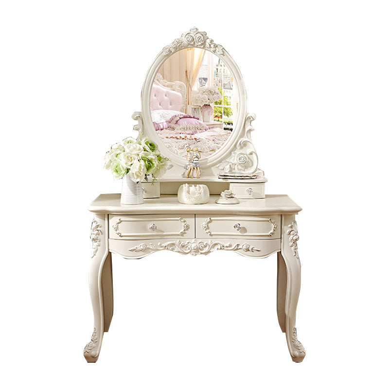 Victorian Solid Artificial Wood Vanity Dressing Table 4 Drawer Makeup Vanity Desk Clearhalo 'Bedroom Furniture' 'furn' 'furn_makeup_vanities' 'Furniture' 'Makeup Vanities' 'makeup_vanities' 6215877