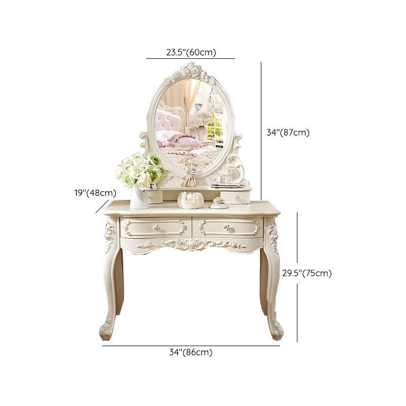 Victorian Solid Artificial Wood Vanity Dressing Table 4 Drawer Makeup Vanity Desk Clearhalo 'Bedroom Furniture' 'furn' 'furn_makeup_vanities' 'Furniture' 'Makeup Vanities' 'makeup_vanities' 6215878