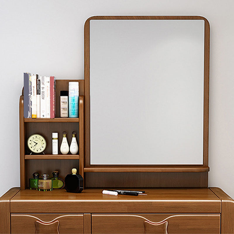 Make-up Vanity Standing Solid Wood Double Drawers Mirror Traditional Bedroom Clearhalo 'Bedroom Furniture' 'furn' 'furn_makeup_vanities' 'Furniture' 'Makeup Vanities' 'makeup_vanities' 6215907