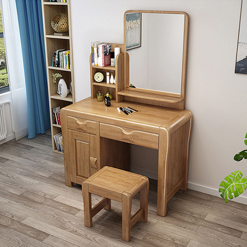 Make-up Vanity Standing Solid Wood Double Drawers Mirror Traditional Bedroom Clearhalo 'Bedroom Furniture' 'furn' 'furn_makeup_vanities' 'Furniture' 'Makeup Vanities' 'makeup_vanities' 6215914