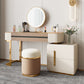 Glam Wood Makeup Vanity Desk Glass Top 4 Drawer Dressing Table Clearhalo 'Bedroom Furniture' 'furn' 'furn_makeup_vanities' 'Furniture' 'Makeup Vanities' 'makeup_vanities' 6215921