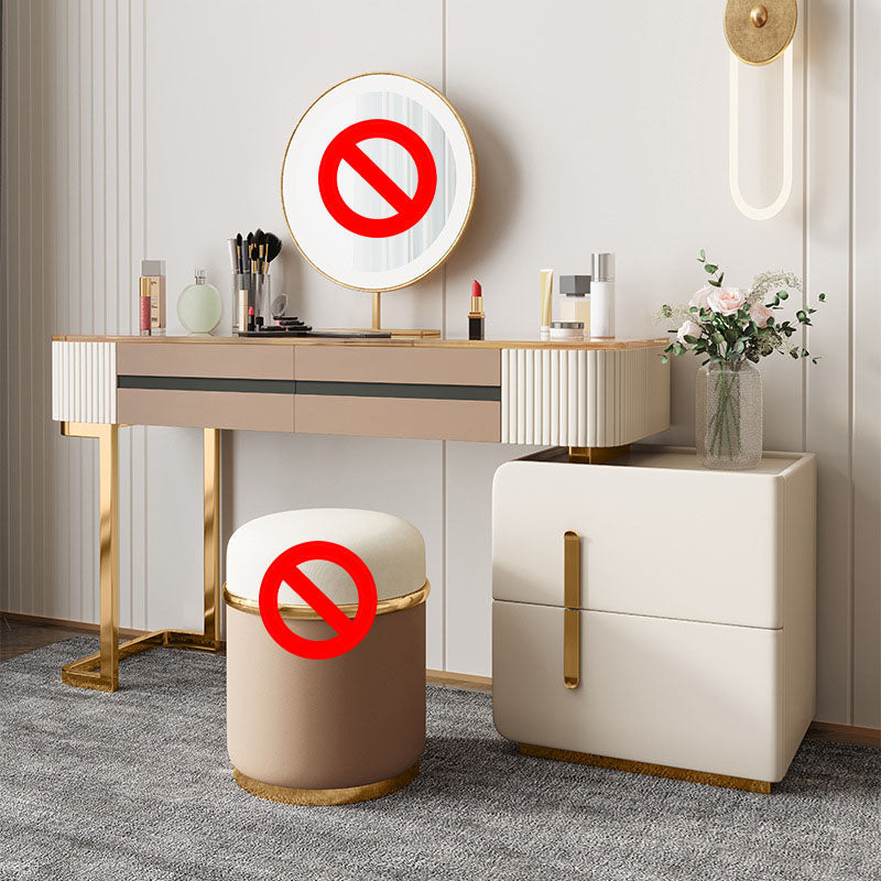 Glam Wood Makeup Vanity Desk Glass Top 4 Drawer Dressing Table Makeup Vanity White Clearhalo 'Bedroom Furniture' 'furn' 'furn_makeup_vanities' 'Furniture' 'Makeup Vanities' 'makeup_vanities' 6215922