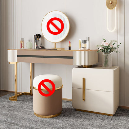 Glam Wood Makeup Vanity Desk Glass Top 4 Drawer Dressing Table Makeup Vanity White Clearhalo 'Bedroom Furniture' 'furn' 'furn_makeup_vanities' 'Furniture' 'Makeup Vanities' 'makeup_vanities' 6215922