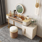 Glam Wood Makeup Vanity Desk Glass Top 4 Drawer Dressing Table Clearhalo 'Bedroom Furniture' 'furn' 'furn_makeup_vanities' 'Furniture' 'Makeup Vanities' 'makeup_vanities' 6215923