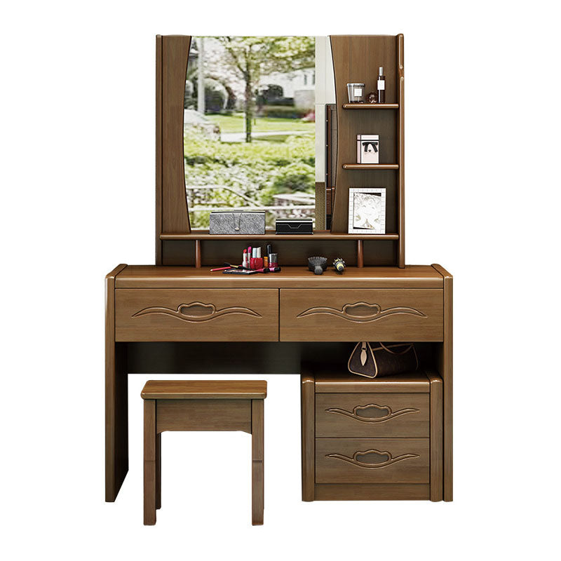 Traditional Bedroom Solid Wood 4 Drawer Standing Make-up Vanity Clearhalo 'Bedroom Furniture' 'furn' 'furn_makeup_vanities' 'Furniture' 'Makeup Vanities' 'makeup_vanities' 6215968