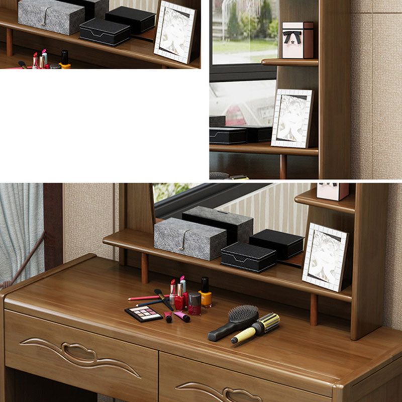 Traditional Bedroom Solid Wood 4 Drawer Standing Make-up Vanity Clearhalo 'Bedroom Furniture' 'furn' 'furn_makeup_vanities' 'Furniture' 'Makeup Vanities' 'makeup_vanities' 6215972