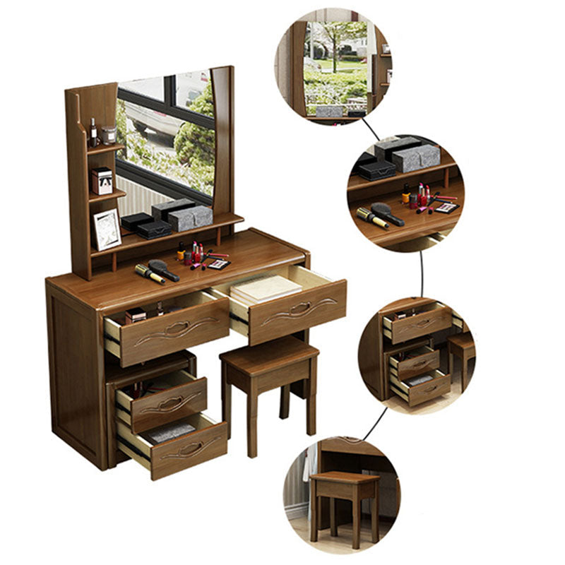 Traditional Bedroom Solid Wood 4 Drawer Standing Make-up Vanity Clearhalo 'Bedroom Furniture' 'furn' 'furn_makeup_vanities' 'Furniture' 'Makeup Vanities' 'makeup_vanities' 6215973