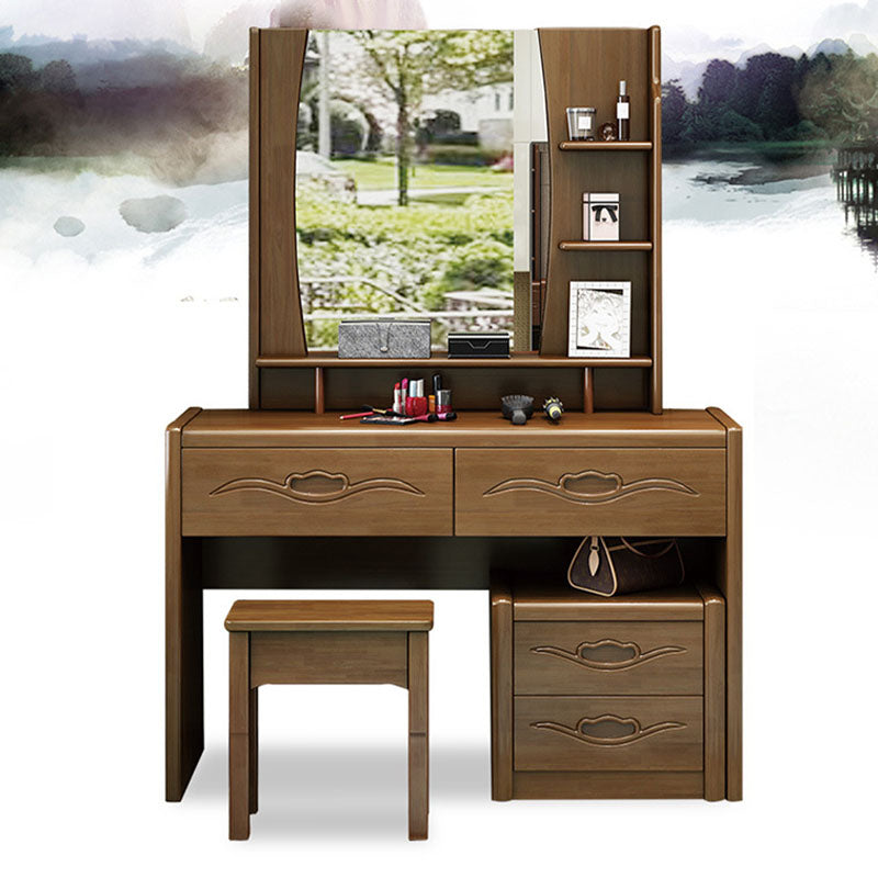 Traditional Bedroom Solid Wood 4 Drawer Standing Make-up Vanity Clearhalo 'Bedroom Furniture' 'furn' 'furn_makeup_vanities' 'Furniture' 'Makeup Vanities' 'makeup_vanities' 6215977
