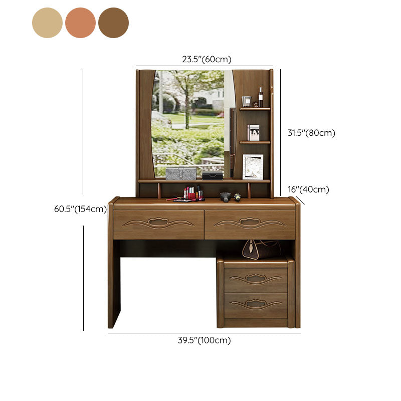 Traditional Bedroom Solid Wood 4 Drawer Standing Make-up Vanity Clearhalo 'Bedroom Furniture' 'furn' 'furn_makeup_vanities' 'Furniture' 'Makeup Vanities' 'makeup_vanities' 6215978