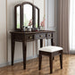 Traditional Solid Wood Vanity Makeup Table Set 3-Drawer Dressing Table Clearhalo 'Bedroom Furniture' 'furn' 'furn_makeup_vanities' 'Furniture' 'Makeup Vanities' 'makeup_vanities' 6215983