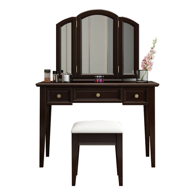Traditional Solid Wood Vanity Makeup Table Set 3-Drawer Dressing Table Clearhalo 'Bedroom Furniture' 'furn' 'furn_makeup_vanities' 'Furniture' 'Makeup Vanities' 'makeup_vanities' 6215992
