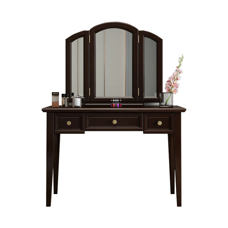 Traditional Solid Wood Vanity Makeup Table Set 3-Drawer Dressing Table Clearhalo 'Bedroom Furniture' 'furn' 'furn_makeup_vanities' 'Furniture' 'Makeup Vanities' 'makeup_vanities' 6215993