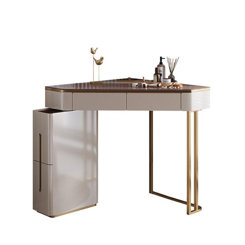 Vanity di trucco bianco con 4 cassetti di stoccaggio da 29,52 "largo vetro